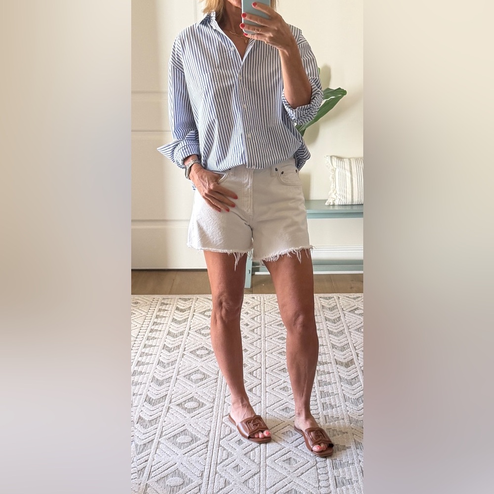 Agolde White Denim Cutoff Jean Shorts